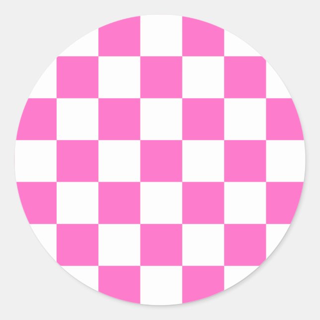 Klassisches visuelles rosa Karomuster  Runder Aufkleber (Vorderseite)