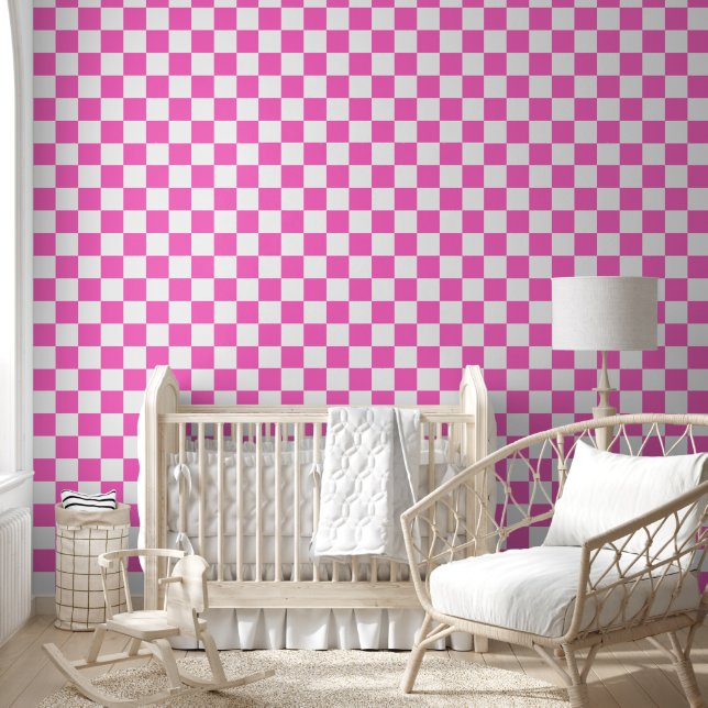 Klassisches visuelles rosa Karomuster  Tapete (Kinder)