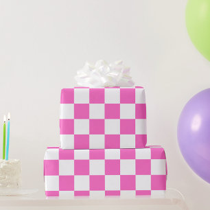 Klassisches visuelles rosa Schachbrettmuster Geschenkpapier