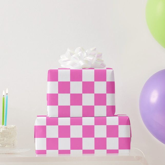 Klassisches visuelles rosa Schachbrettmuster  Geschenkpapier (Von Creator hochgeladen)