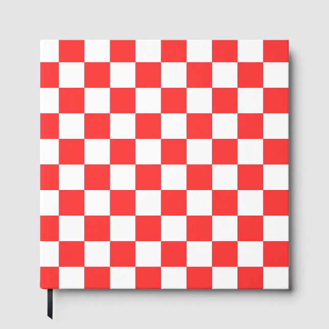 Klassisches visuelles rotes Schachbrett Gästebuch (Vorderseite)