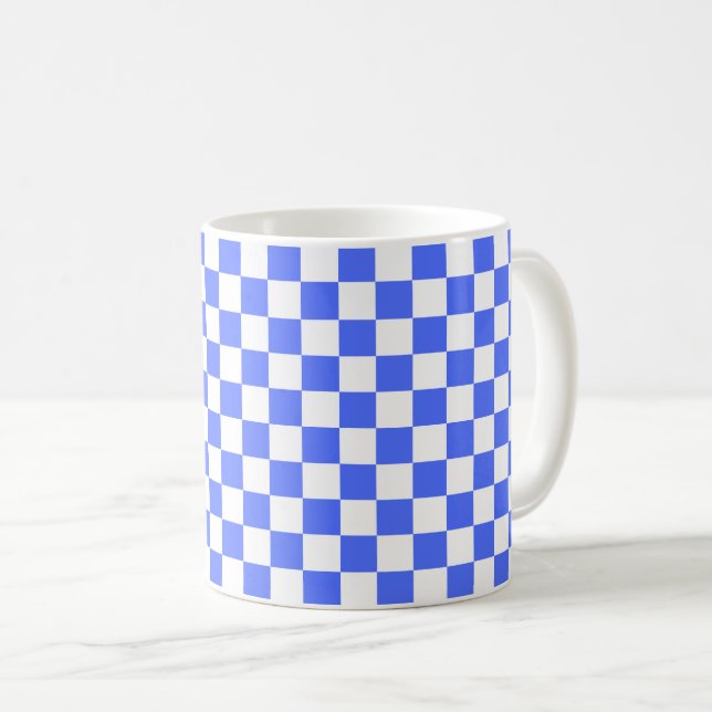 Klassisches visuelles Saphir-Schachbrett Kaffeetasse (VorderseiteRechts)