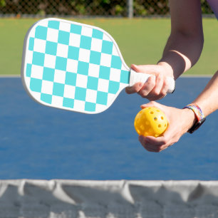 Klassisches visuelles Türkisblau-Karo  Pickleball Schläger