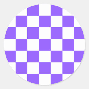 Klassisches visuelles violettes Schachbrett Runder Aufkleber