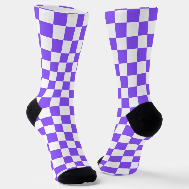 Klassisches visuelles violettes Schachbrett Socken (Gewinkelt)