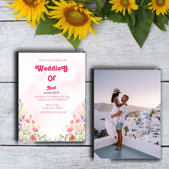 KLASSISCHES WASSERFARBPINK FLORALWEDD EINLADUNG (Von Creator hochgeladen)