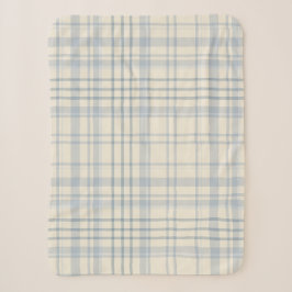 Klassisches weiches Blau und Beige Karo Sherpadecke