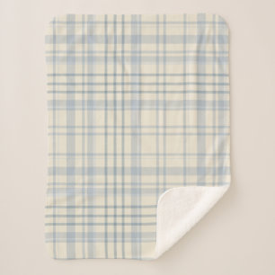 Klassisches weiches Blau und Beige Karo Sherpadecke