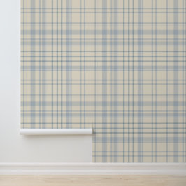 Klassisches weiches Blau und Beige Karo Tapete