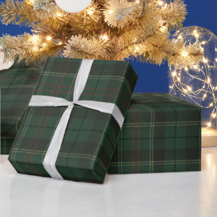 Klassisches Weihnachten im Waldgrün-Tartan Geschenkpapier