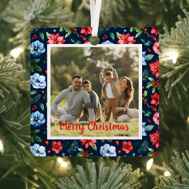 Klassisches Weihnachts-Blumenrahmen-Foto Ornament Aus Metall