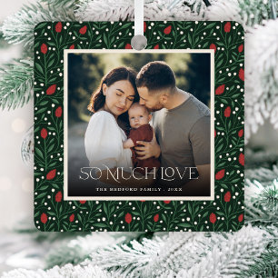 Klassisches Weihnachts-Blumenrahmen-Foto Ornament Aus Metall