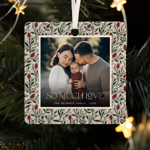 Klassisches Weihnachts-Blumenrahmen-Foto Ornament Aus Metall