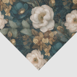 Klassisches Weihnachts-Dunkelgrün und Weiß Floral Seidenpapier