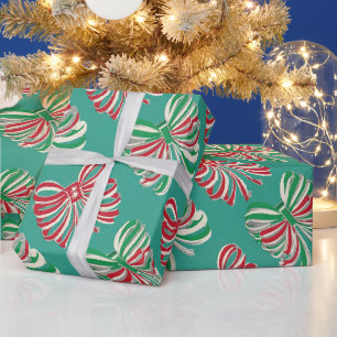 Klassisches Weihnachts-Rot, Grün Candy Ribbon Geschenkpapier
