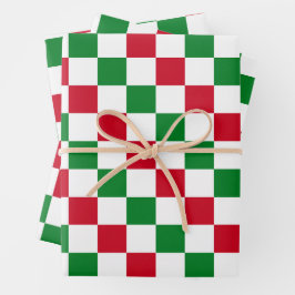 Klassisches Weihnachts-Schachbrettmuster Geschenkpapier Set