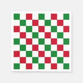 Klassisches Weihnachts-Schachbrettmuster Serviette