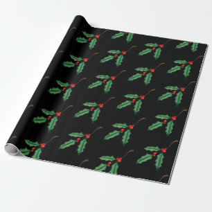Klassisches Weihnachts-Stechpalmen-Geschenkpapier Geschenkpapier