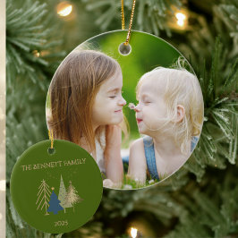 Klassisches Weihnachtsbaum-Familienfoto benannt Keramik Ornament