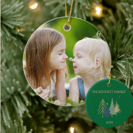 Klassisches Weihnachtsbaum-Familienfoto benannt Keramik Ornament