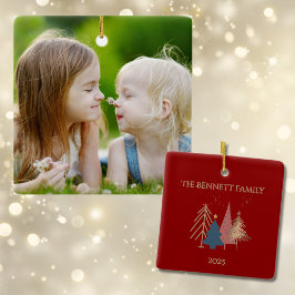 Klassisches Weihnachtsbaum-Familienfoto benannt Keramikornament