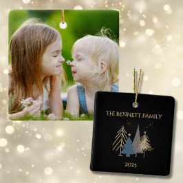 Klassisches Weihnachtsbaum-Familienfoto benannt Keramikornament