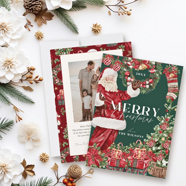 Klassisches Weihnachtsbaum Grünes Foto Feiertagskarte (Von Creator hochgeladen)