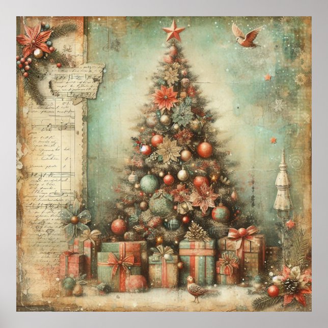 Klassisches Weihnachtsbaumposter Poster (Vorne)