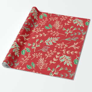 Klassisches Weihnachtsblumenmuster Geschenkpapier