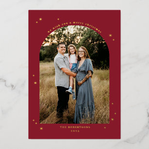 Klassisches Weihnachtsbogen-Foto Folien Feiertagskarte