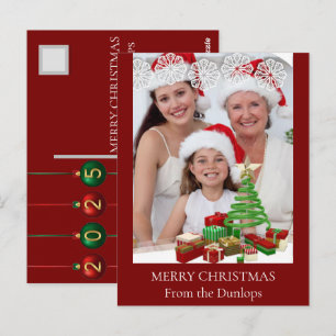 Klassisches Weihnachtsdekor-Foto 2025 Postkarte