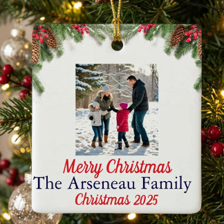 Klassisches Weihnachtsfamilien-Foto personalisiere Ornament Aus Glas