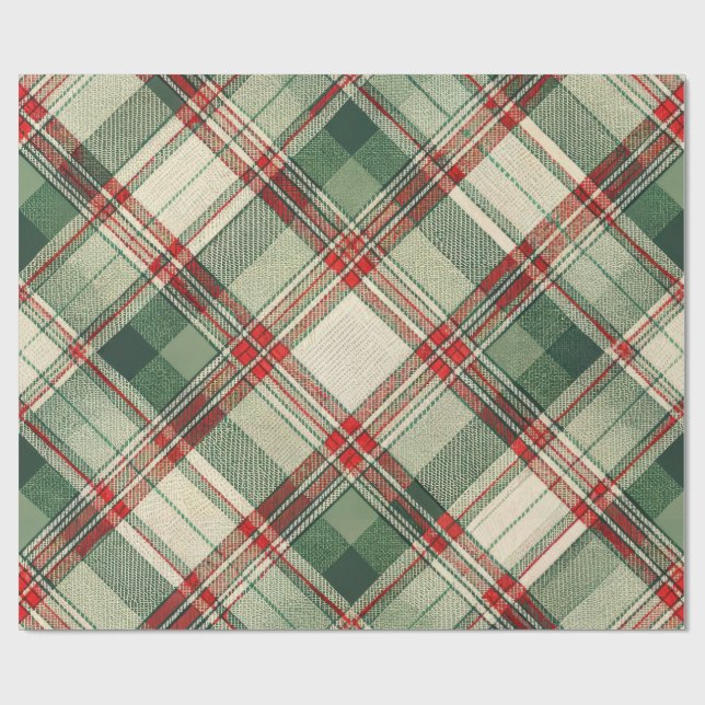 Klassisches Weihnachtsfest Kariert Geschenkpapier (Flach)
