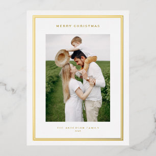 Klassisches Weihnachtsfoto mit doppeltem Rahmen Folien Feiertagspostkarte