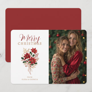 Klassisches Weihnachtsfoto mit Poinsettien TMF26 Feiertagskarte