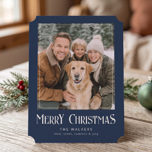 Klassisches Weihnachtsfoto - Navy & Creme Feiertagskarte