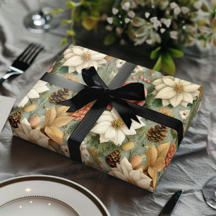 Klassisches Weihnachtsgeschenk mit rosa und salbei Geschenkpapier Set