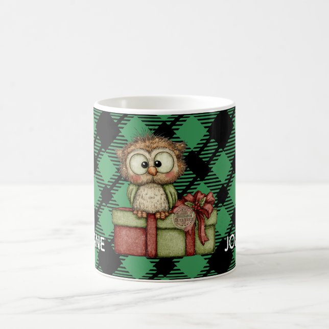Klassisches Weihnachtsgrün kariertes Muster Custom Kaffeetasse (Mittel)
