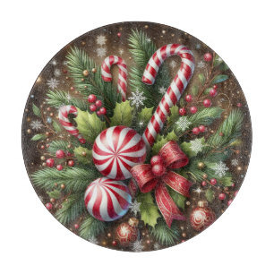 Klassisches Weihnachtsgrün mit Zuckerstangen-/Pfef Schneidebrett