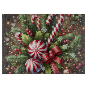 Klassisches Weihnachtsgrün mit Zuckerstangen-/Pfef Schneidebrett
