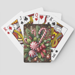 Klassisches Weihnachtsgrün mit Zuckerstangen-/Pfef Spielkarten