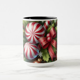 Klassisches Weihnachtsgrün mit Zuckerstangen-/Pfef Tasse