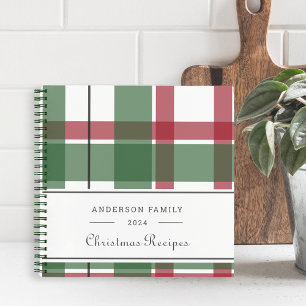 Klassisches Weihnachtskariert Familienrezept Notizbuch