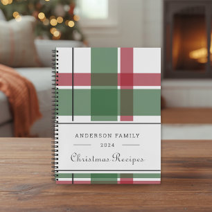 Klassisches Weihnachtskariert Familienrezept Notizbuch