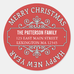 Klassisches Weihnachtslabel für Zeitgenössische Fr Runder Aufkleber