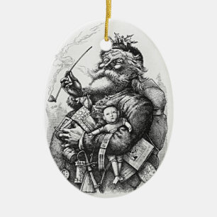 Klassisches Weihnachtsmann-Bild Keramikornament