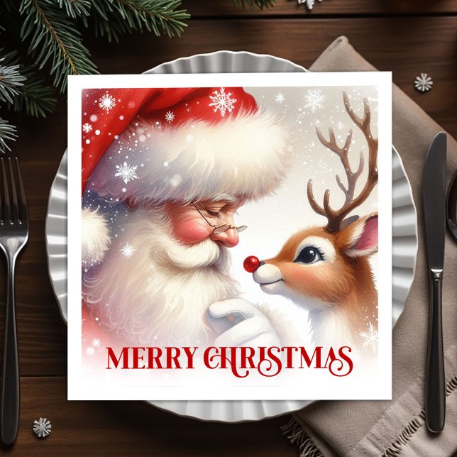 Klassisches Weihnachtsmann-Rudolph-Festtags-Dinner Serviette (Classic Santa Rudolph Festive Dinner Set)