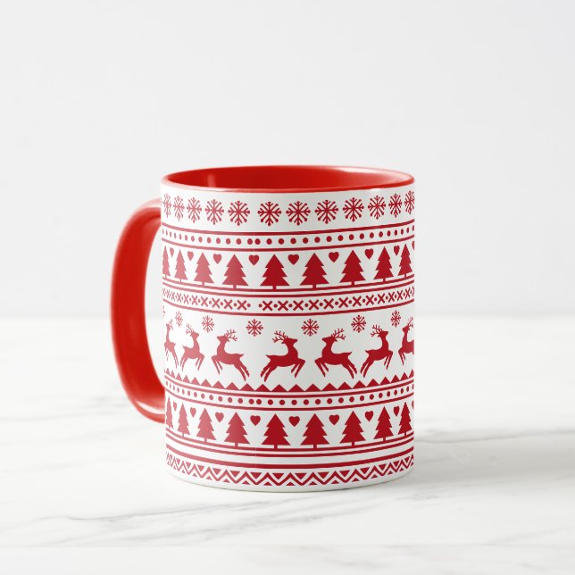Klassisches Weihnachtsmuster Tasse (Vorderseite Links)