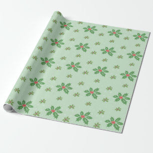 Klassisches Weihnachtsmuster und Schneeflocken Geschenkpapier