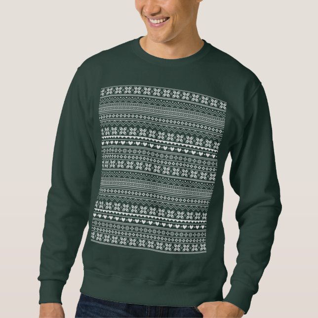 Klassisches Weihnachtspullover-Muster Sweatshirt (Vorderseite)